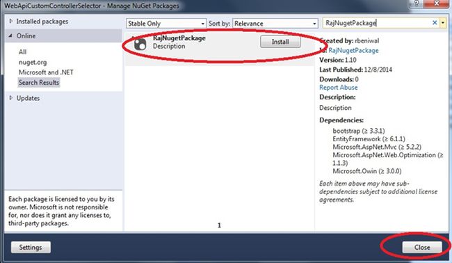 online on nuget package